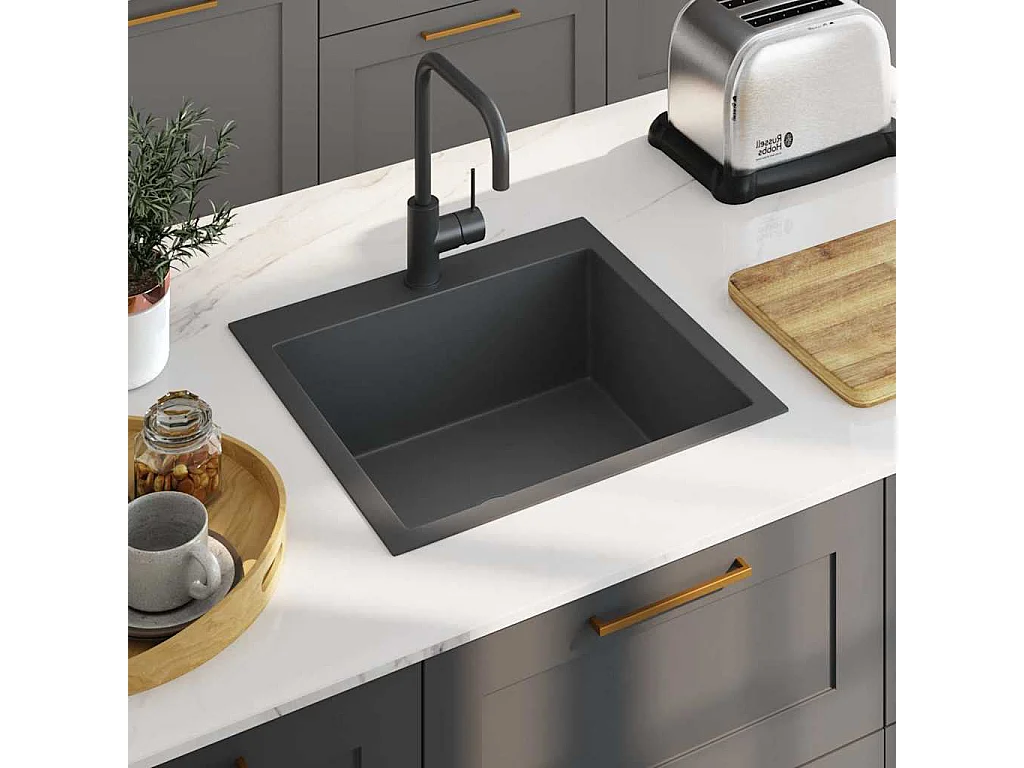 Lavello da cucina in acciaio inossidabile nero fatto a mano