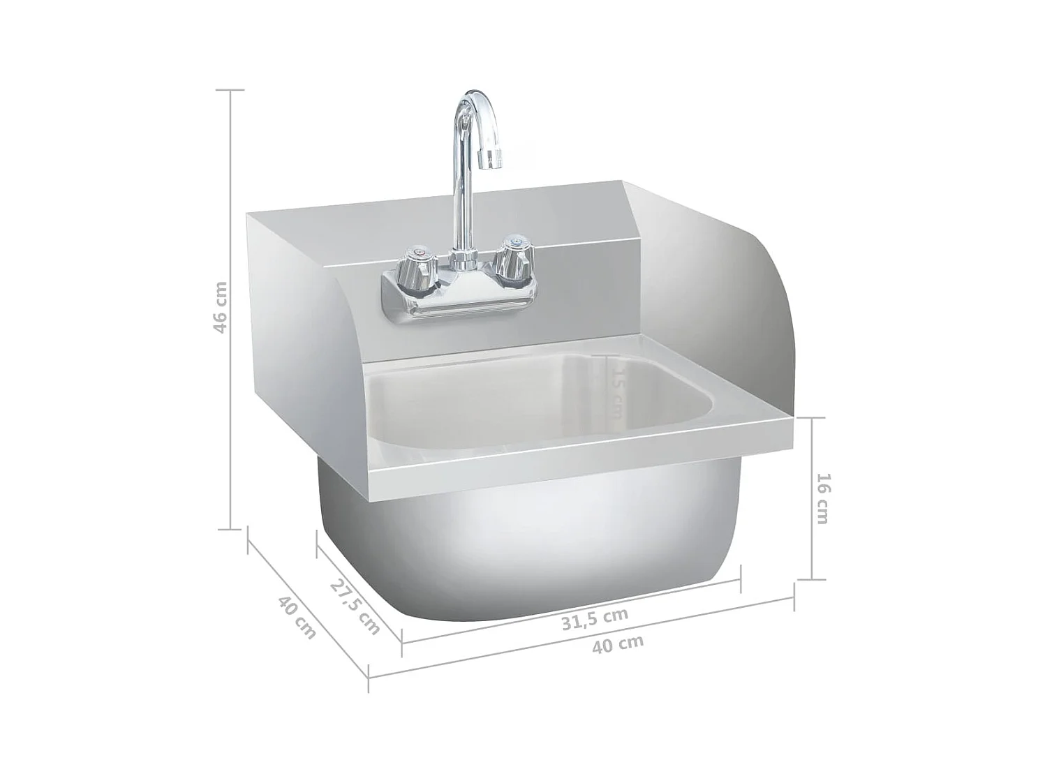 Commerciële handwasbak met roestvrijstalen kraan