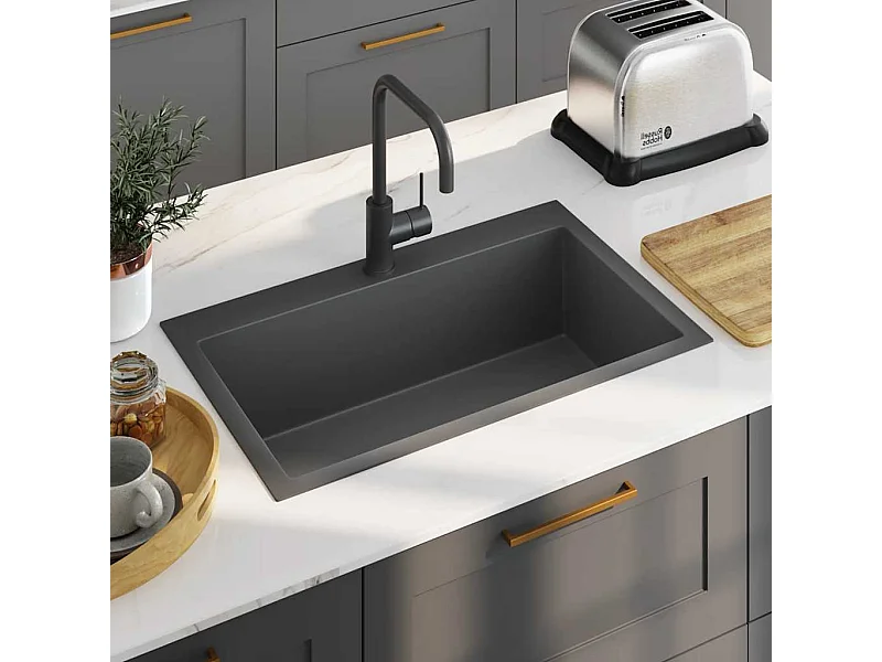 Handgefertigte schwarze Küchenspüle aus Edelstahl