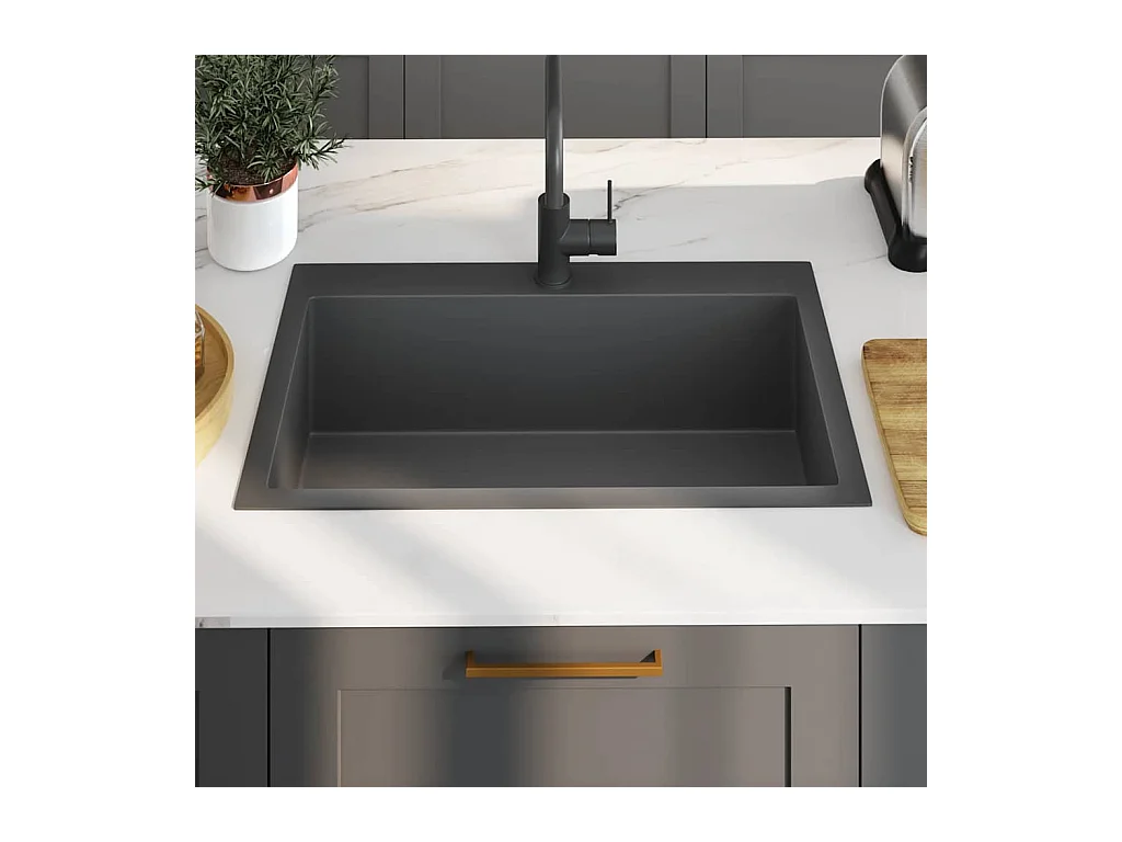 Lavello da cucina in acciaio inossidabile nero fatto a mano