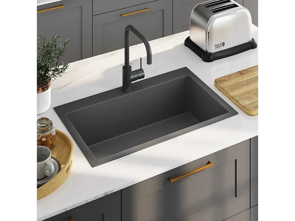 Évier de cuisine fait main Noir Acier inoxydable