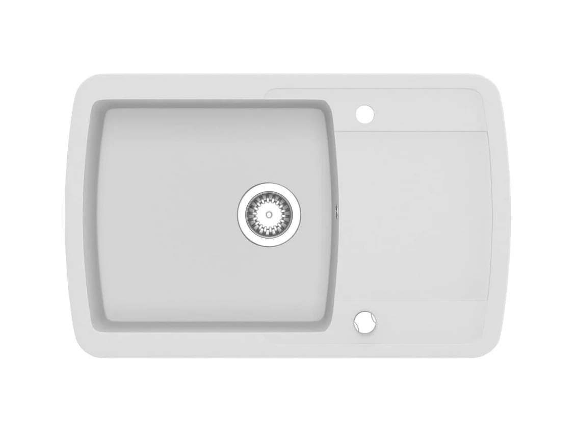 Fregadero de cocina de granito, fregadero individual, blanco