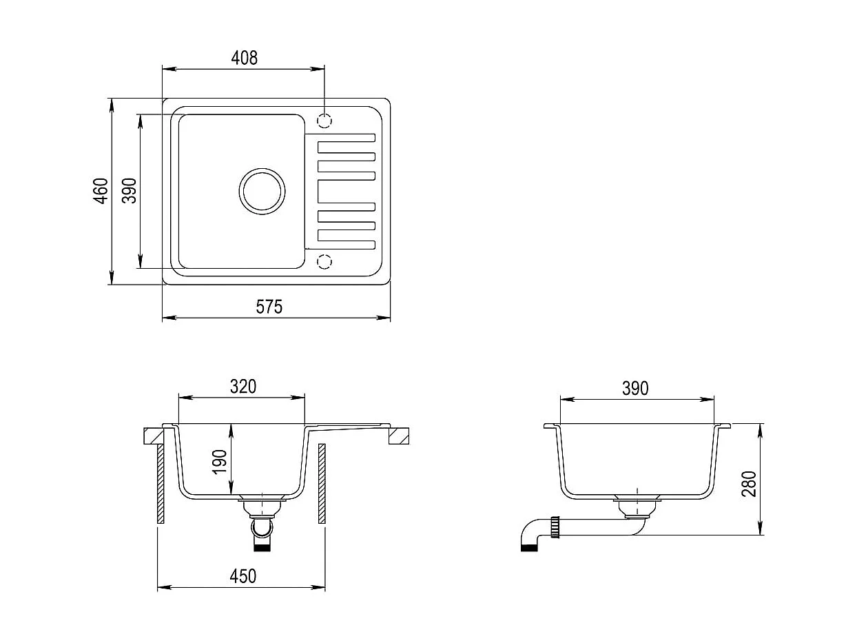 Évier de cuisine Granit Seul lavabo Beige