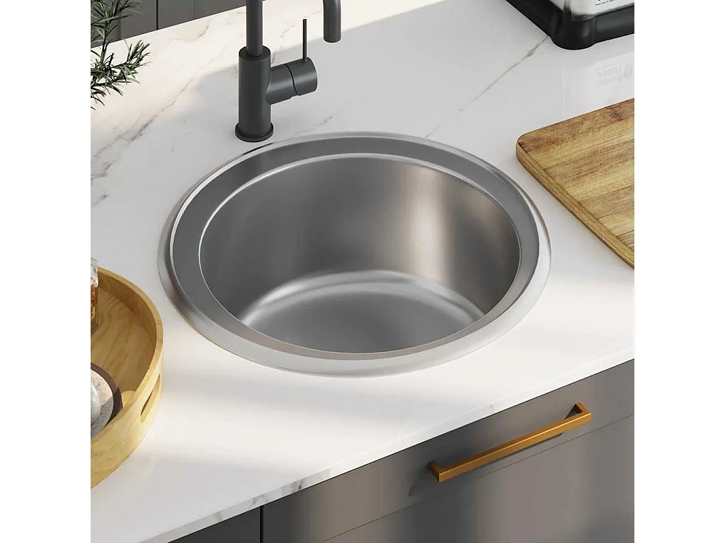 Fregadero de cocina con colador y sifón de acero inoxidable