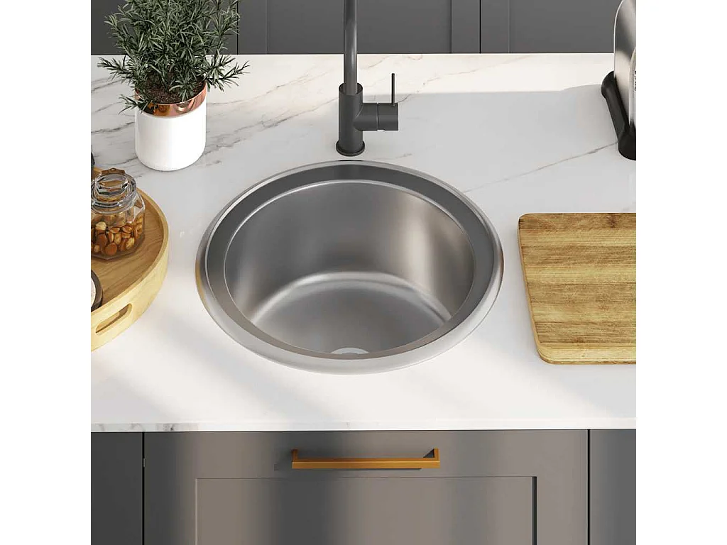 Fregadero de cocina con colador y sifón de acero inoxidable