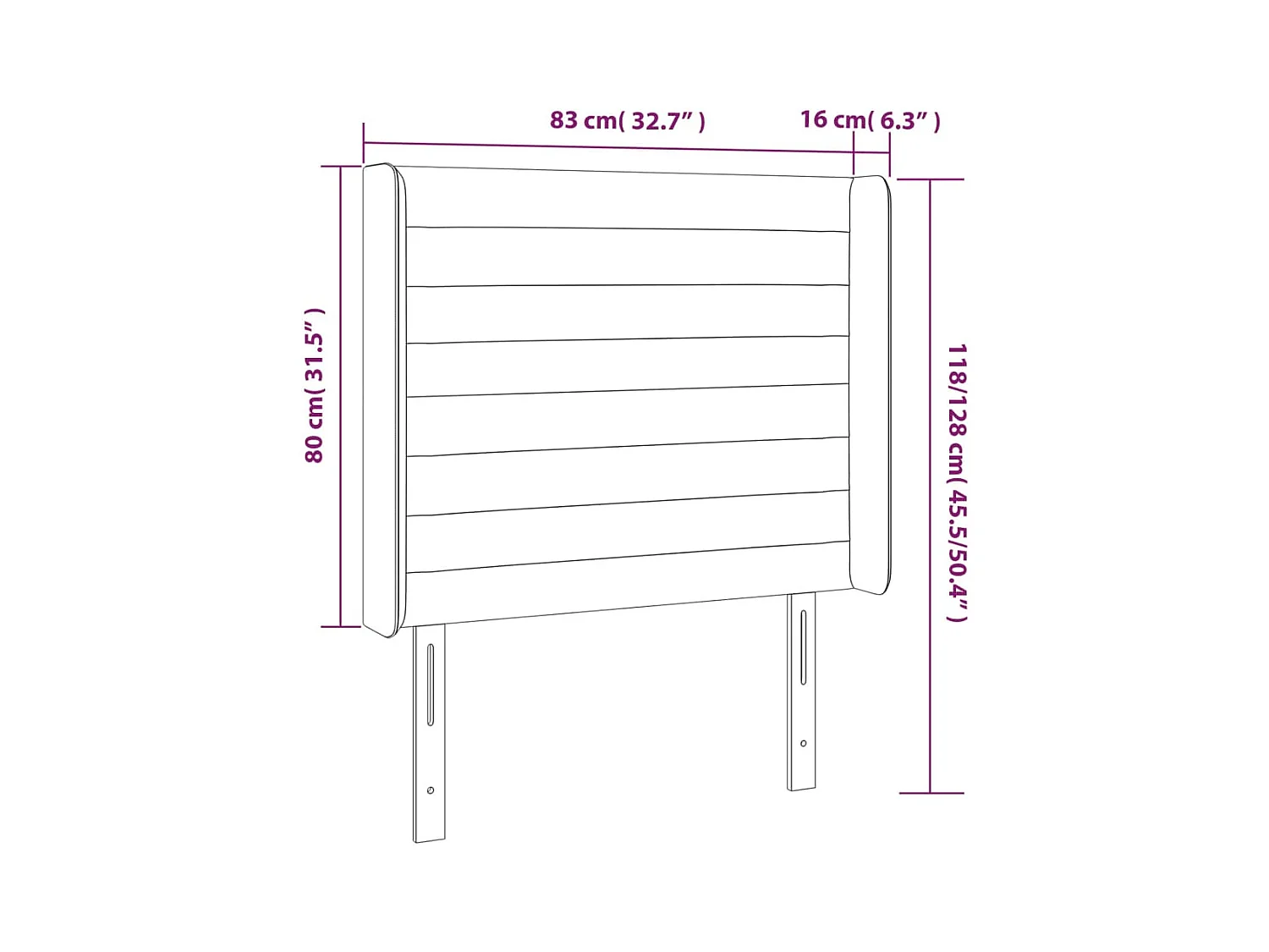 Hoofdbord met vleugels Blauw 83x16x118/128 cm Stof