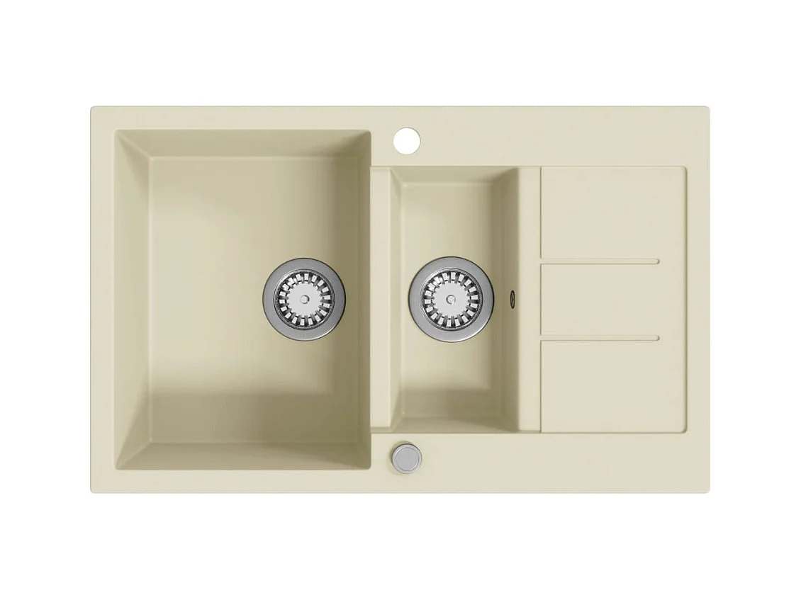 Granieten keukenspoelbak dubbele spoelbak beige