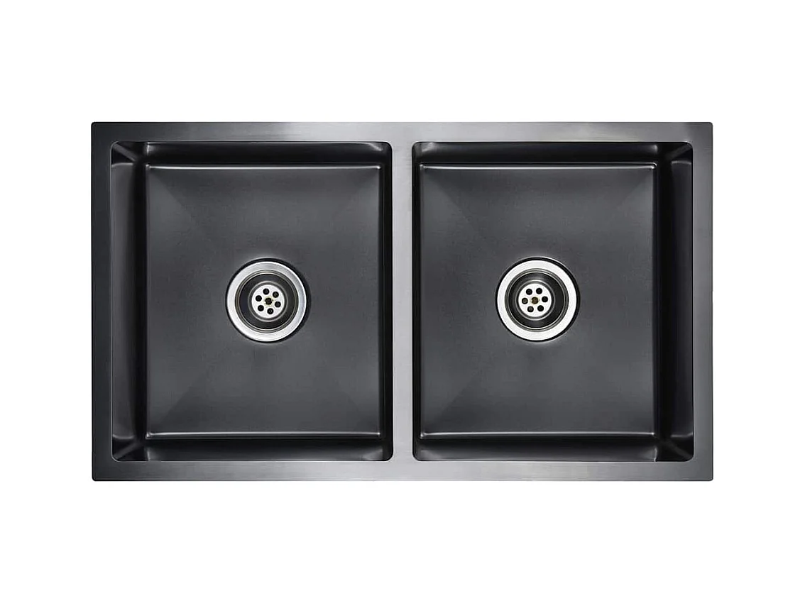 Handgefertigte Küchenspüle aus schwarzem Edelstahl