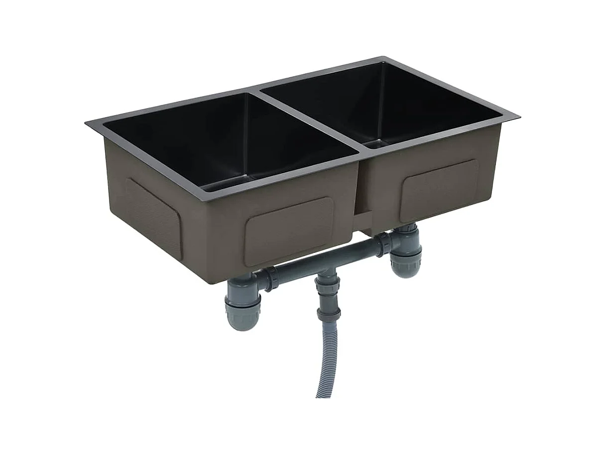 Handgefertigte Küchenspüle aus schwarzem Edelstahl