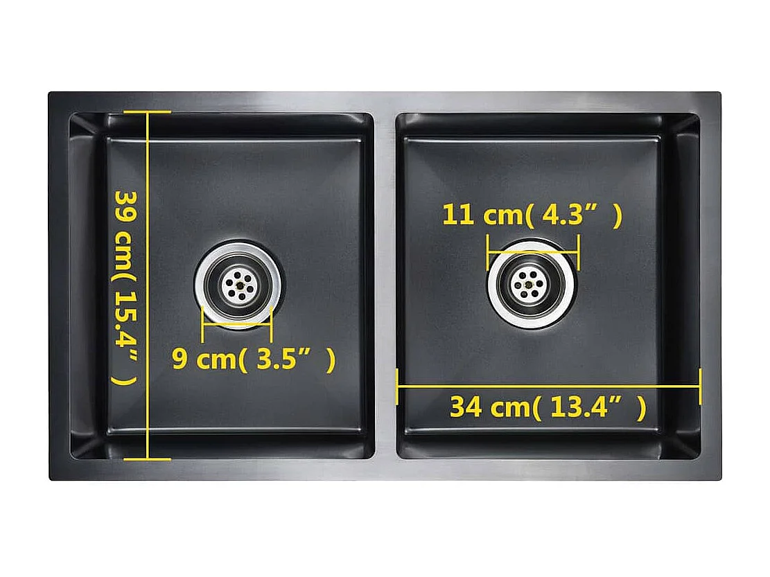 Handgefertigte Küchenspüle aus schwarzem Edelstahl