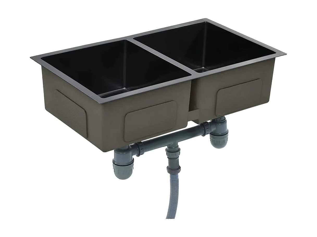 Évier de cuisine fait à la main Noir Acier inoxydable