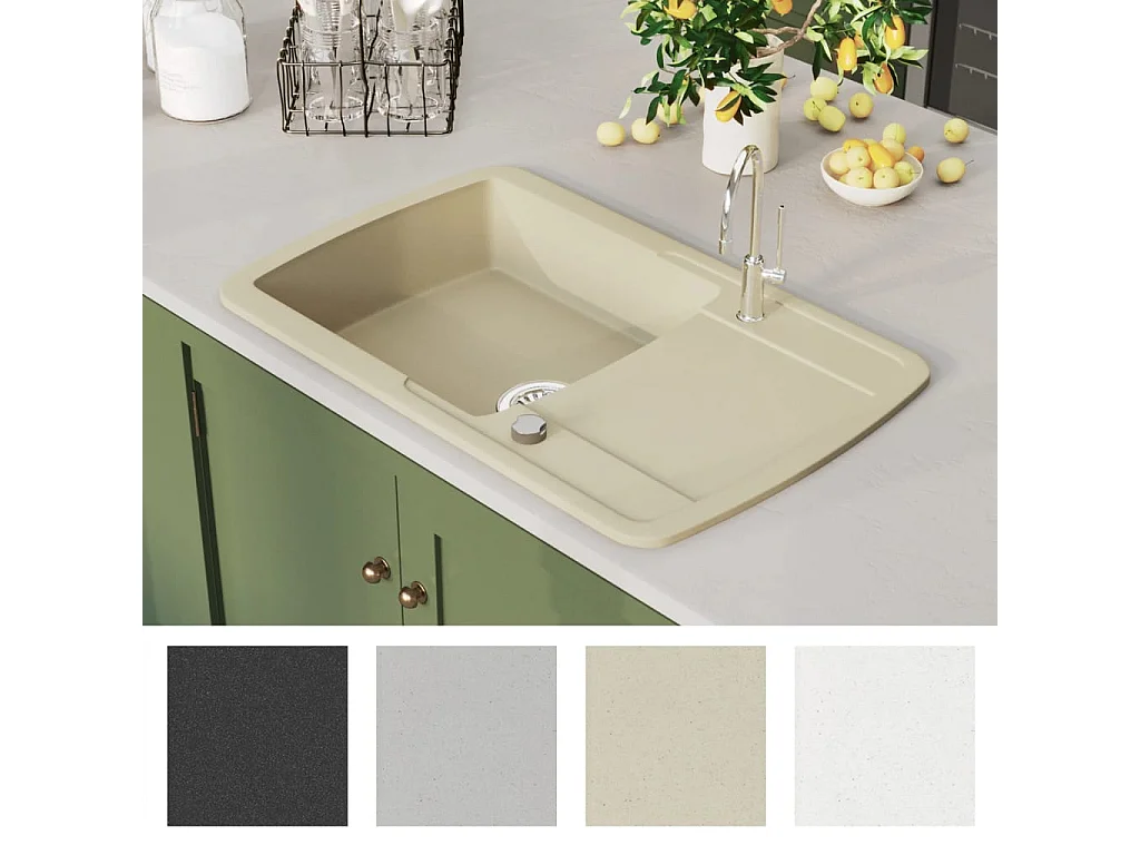 Évier de cuisine Granit Seul lavabo Beige