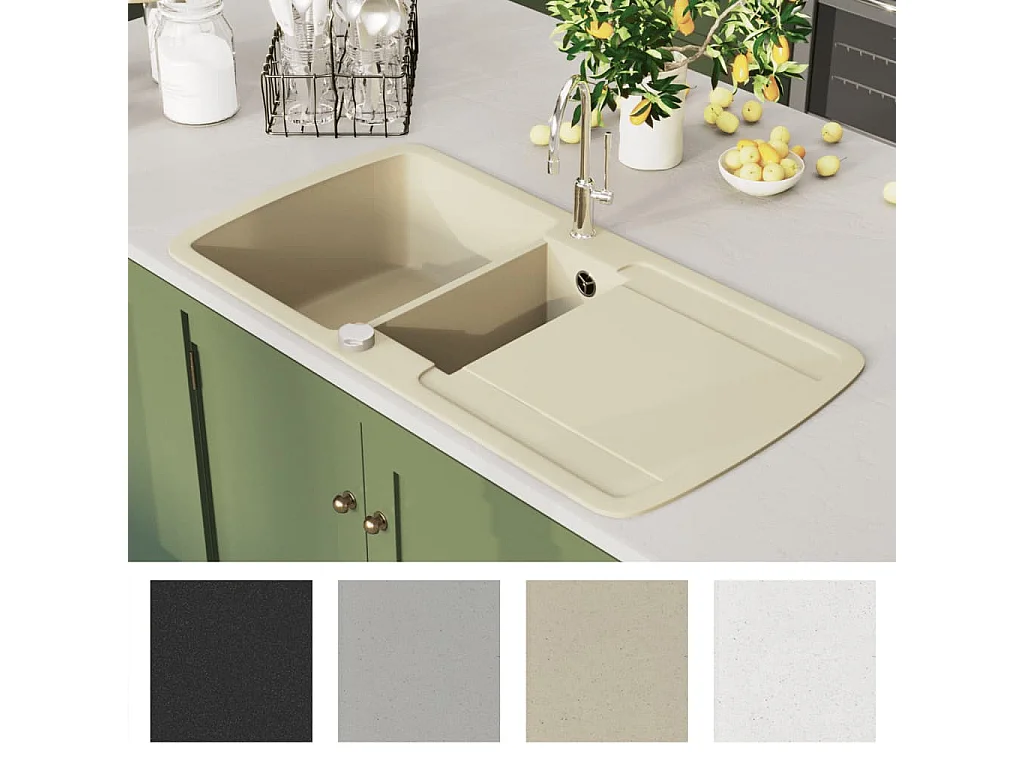 Lavello da cucina in granito doppio lavello beige