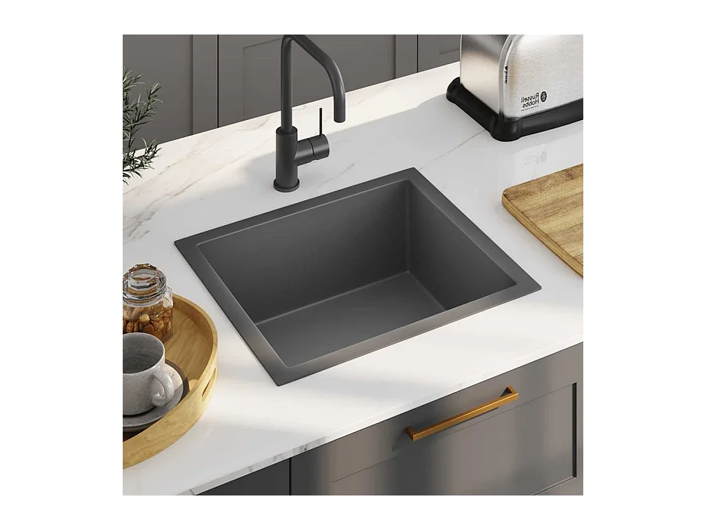 Handgefertigte schwarze Küchenspüle aus Edelstahl