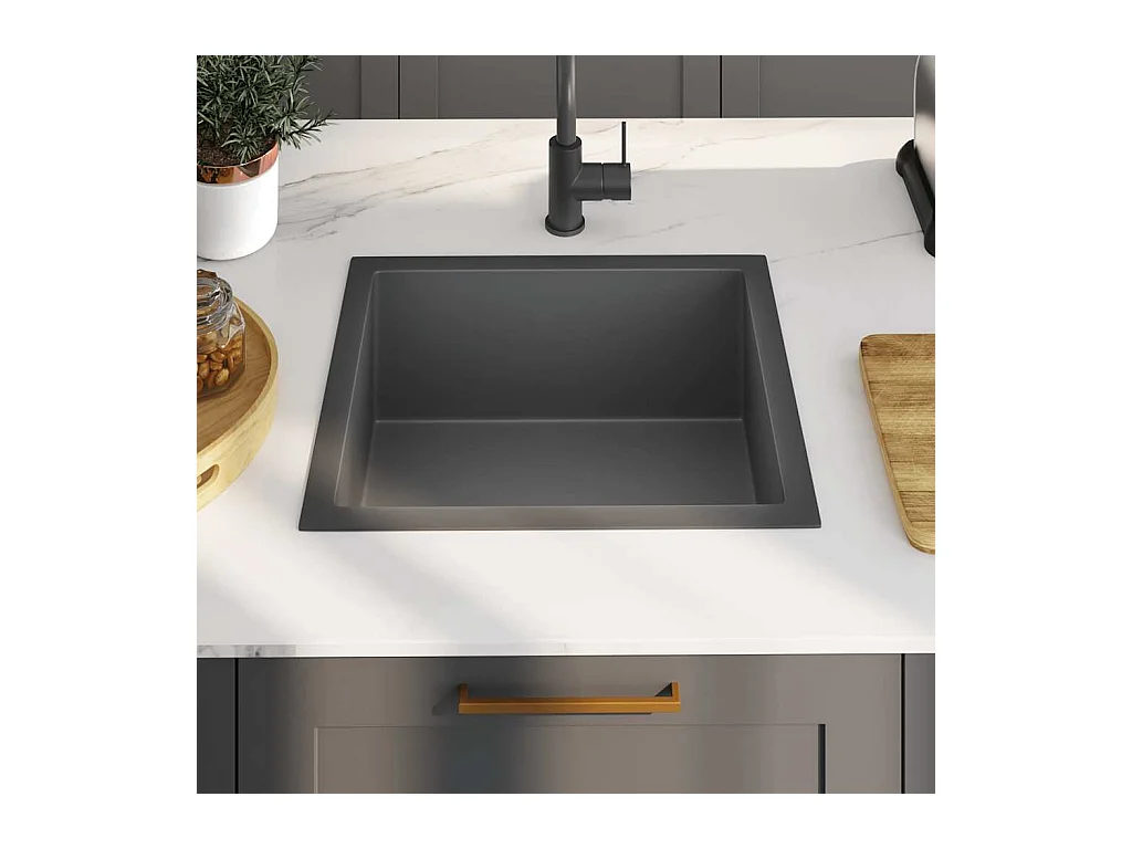 Handgefertigte schwarze Küchenspüle aus Edelstahl