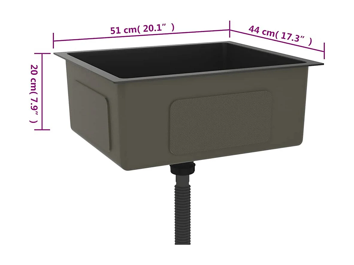 Handgefertigte schwarze Küchenspüle aus Edelstahl