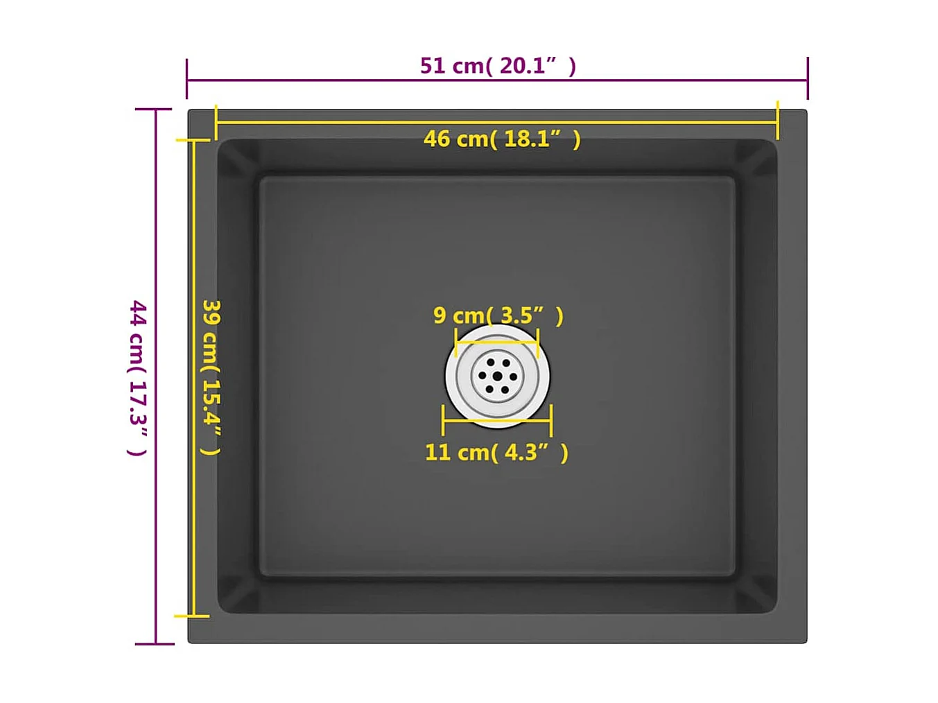 Handgefertigte schwarze Küchenspüle aus Edelstahl