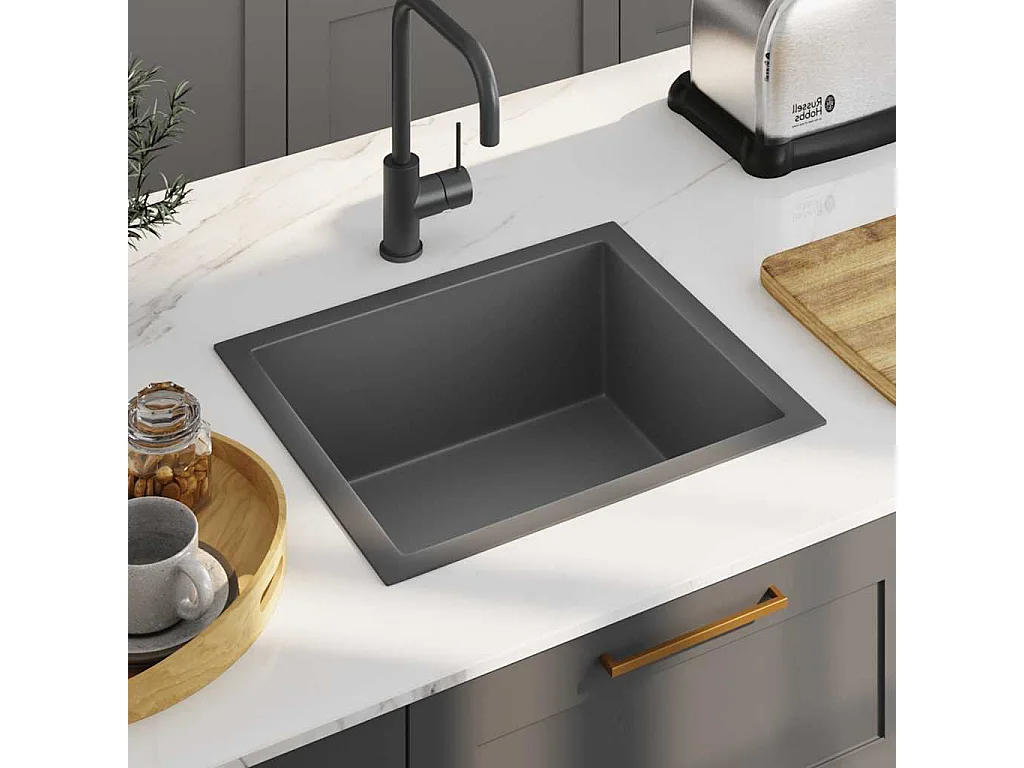 Évier de cuisine fait main Noir Acier inoxydable