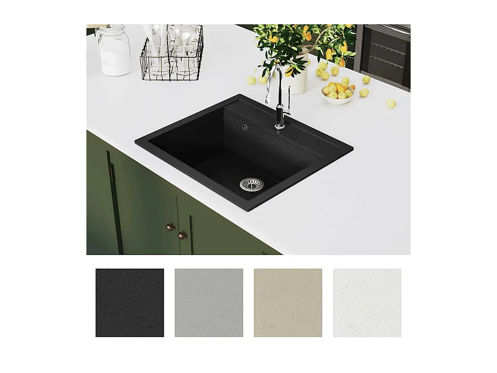 Schwarzes Einzelbecken-Spülbecken aus Granit