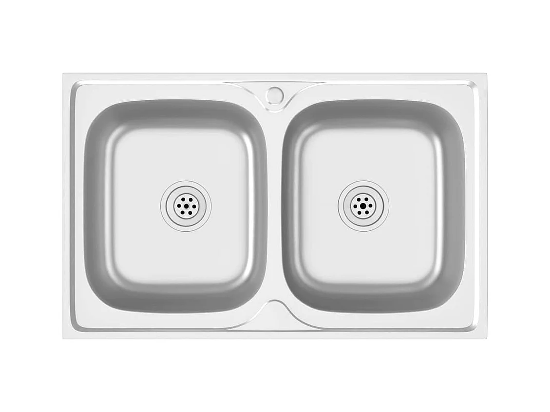 Zilveren dubbele spoelbak 800x500x155 mm roestvrij staal