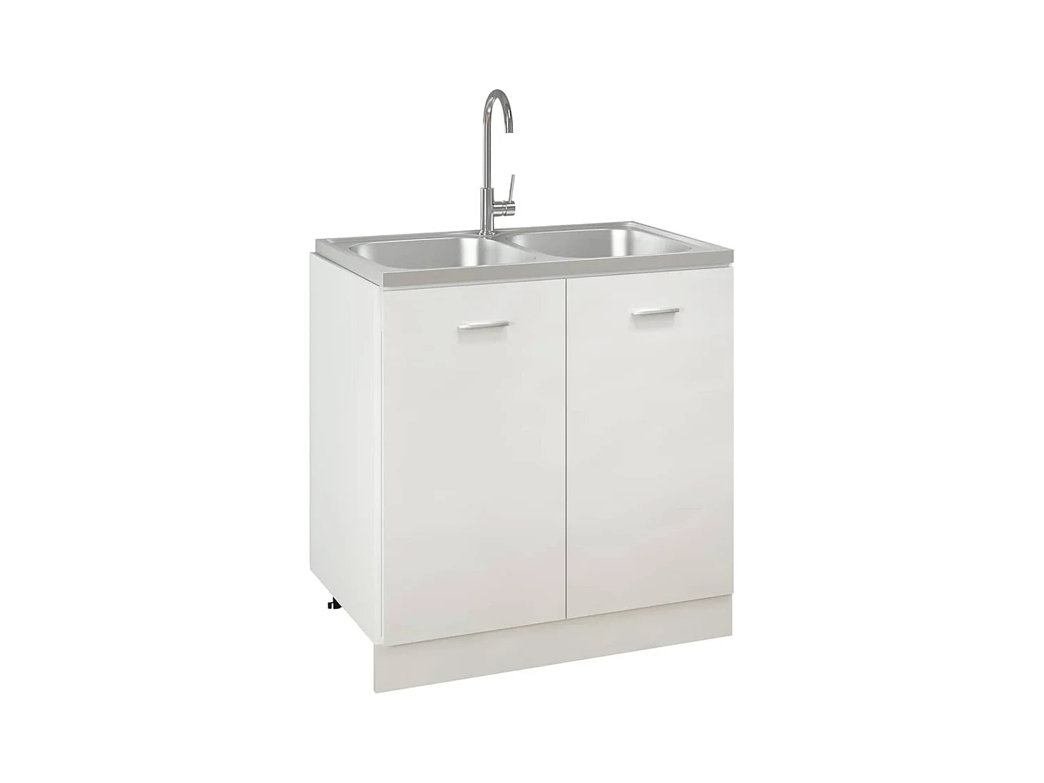 Zilveren dubbele spoelbak 800x500x155 mm roestvrij staal