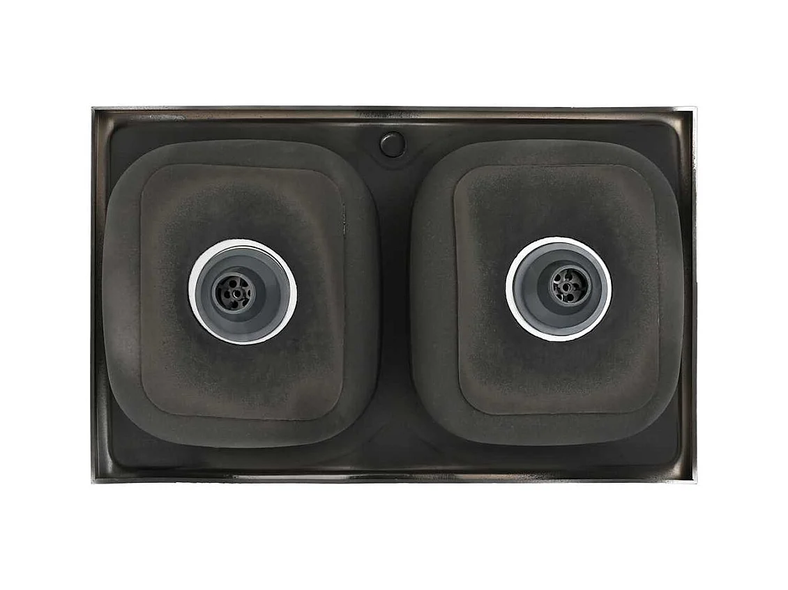 Zilveren dubbele spoelbak 800x500x155 mm roestvrij staal