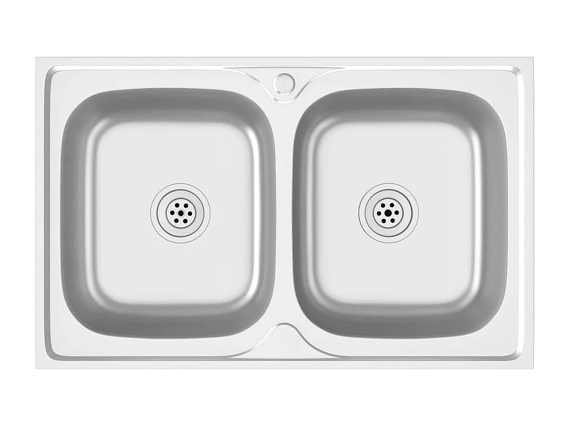 Évier de cuisine à double lavabo argenté 800x500x155 mm inox