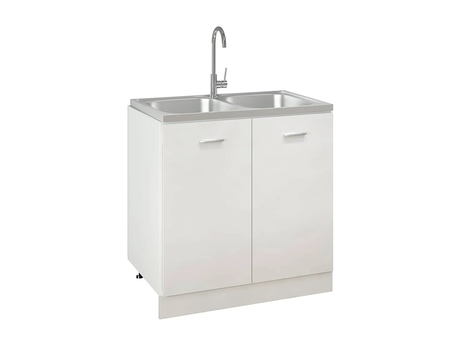Évier de cuisine à double lavabo argenté 800x500x155 mm inox
