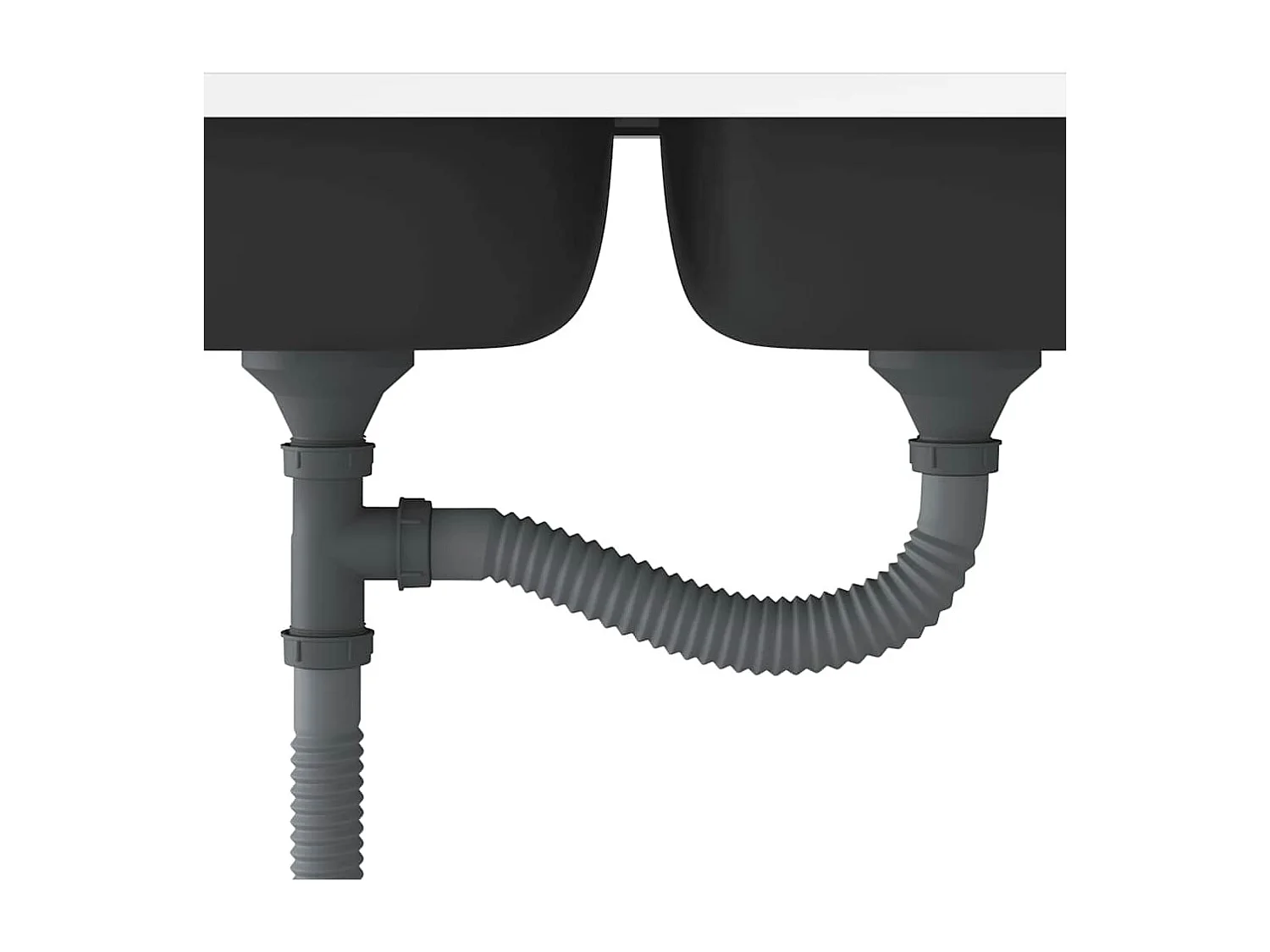 Évier de cuisine à double lavabo argenté 800x500x155 mm inox