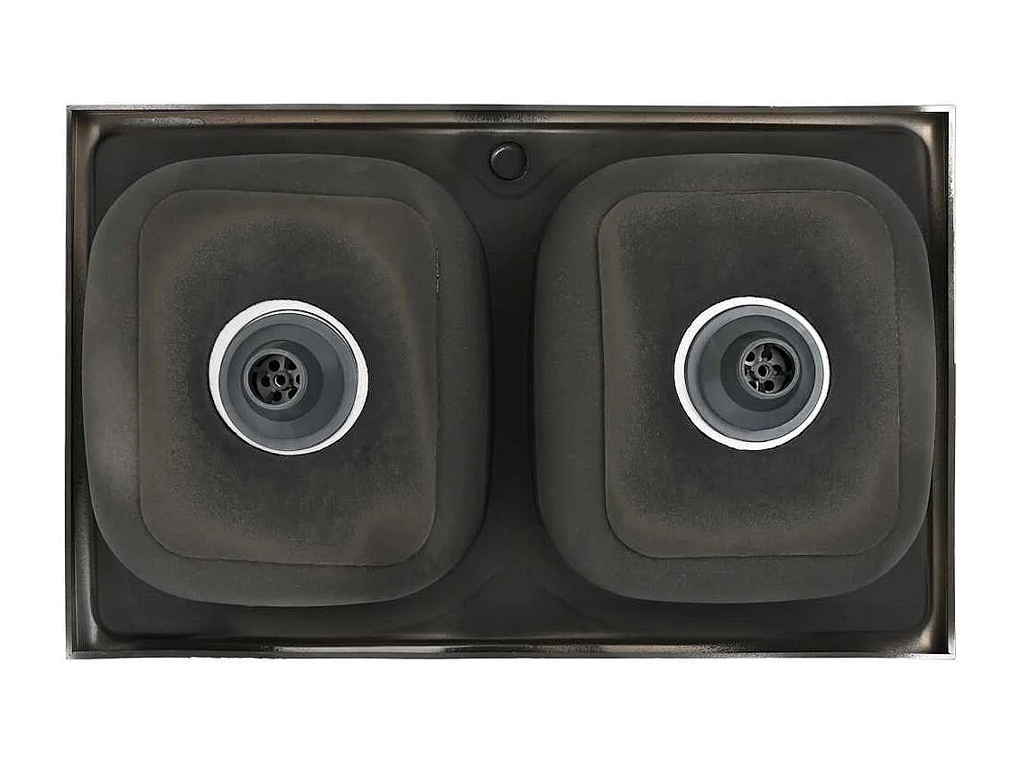 Évier de cuisine à double lavabo argenté 800x500x155 mm inox