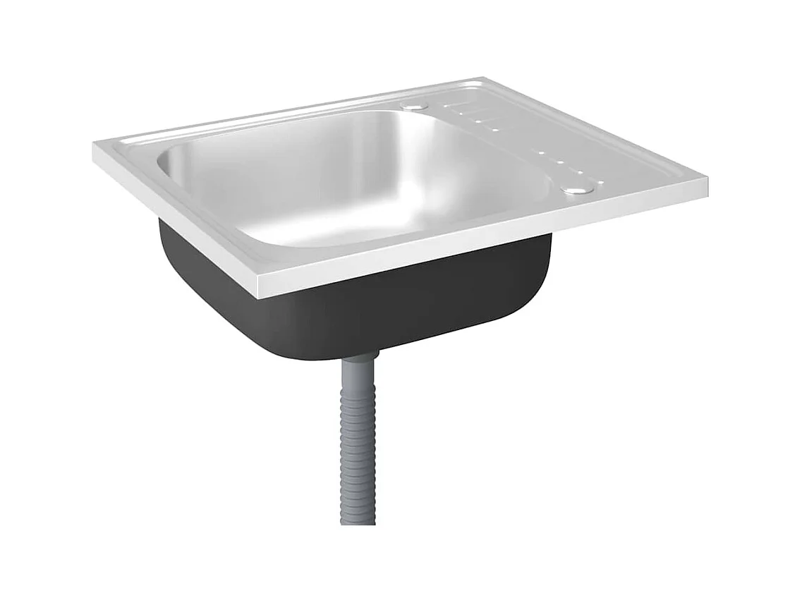 Zilveren spoelbak en afdruiprek 600x500x155 mm roestvrij staal