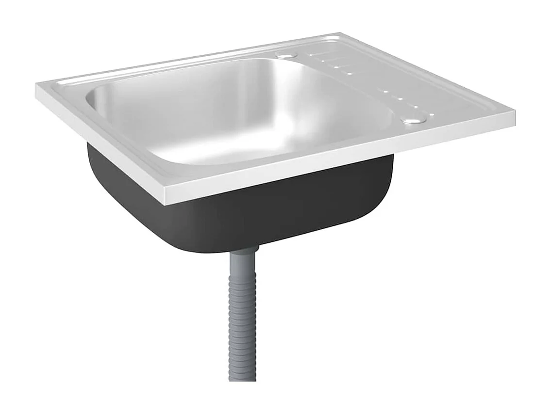 Fregadero de cocina y escurridor plateado 600x500x155 mm acero inoxidable