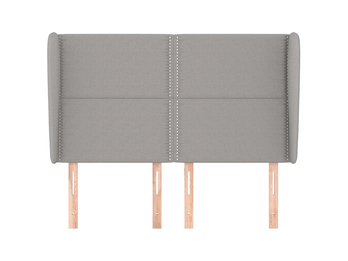 Kopfteil mit Flügeln Hellgrau 147x23x118/128 cm Stoff