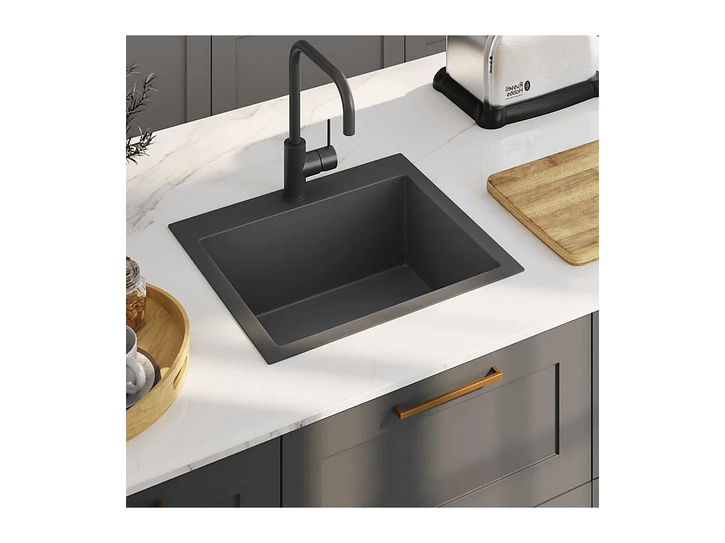 Handgefertigte schwarze Küchenspüle aus Edelstahl