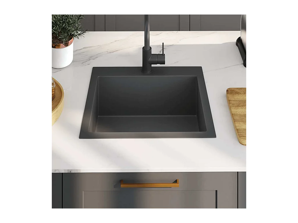 Handgefertigte schwarze Küchenspüle aus Edelstahl