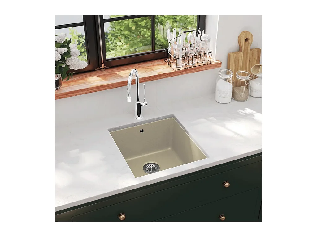 Granieten keukenspoelbak enkele spoelbak beige