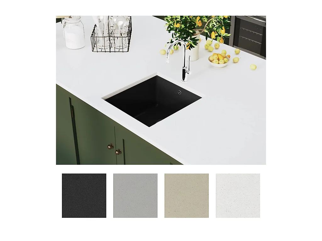 Schwarzes Einzelbecken-Spülbecken aus Granit