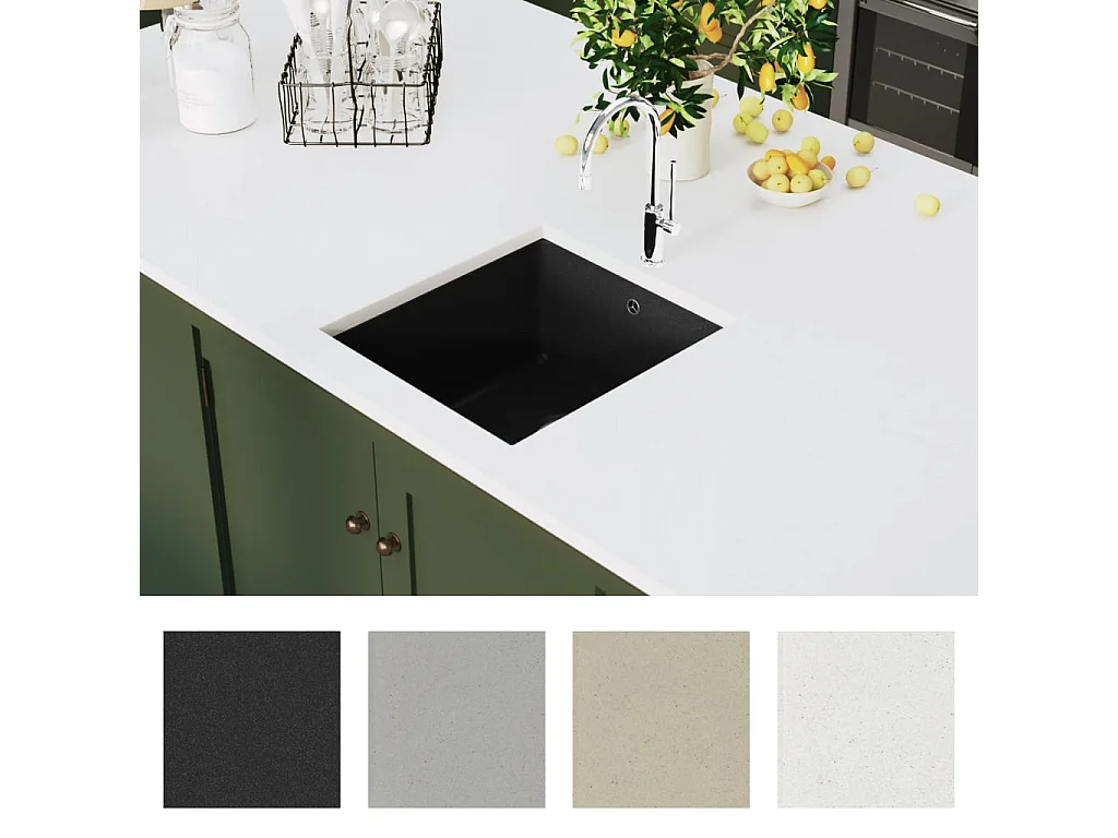 Évier de cuisine en granit Bac unique Noir