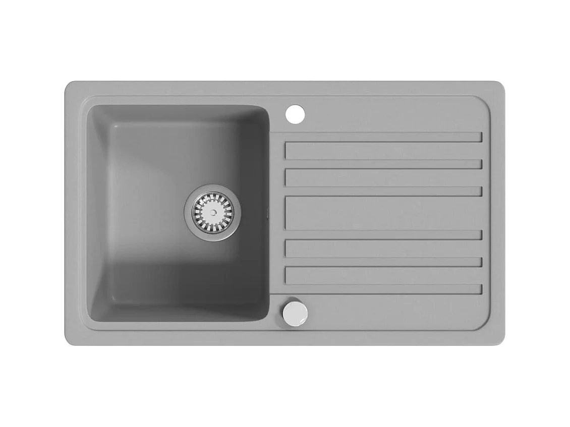 Granieten keukenspoelbak met omkeerbaar afdruipvlak Grijs