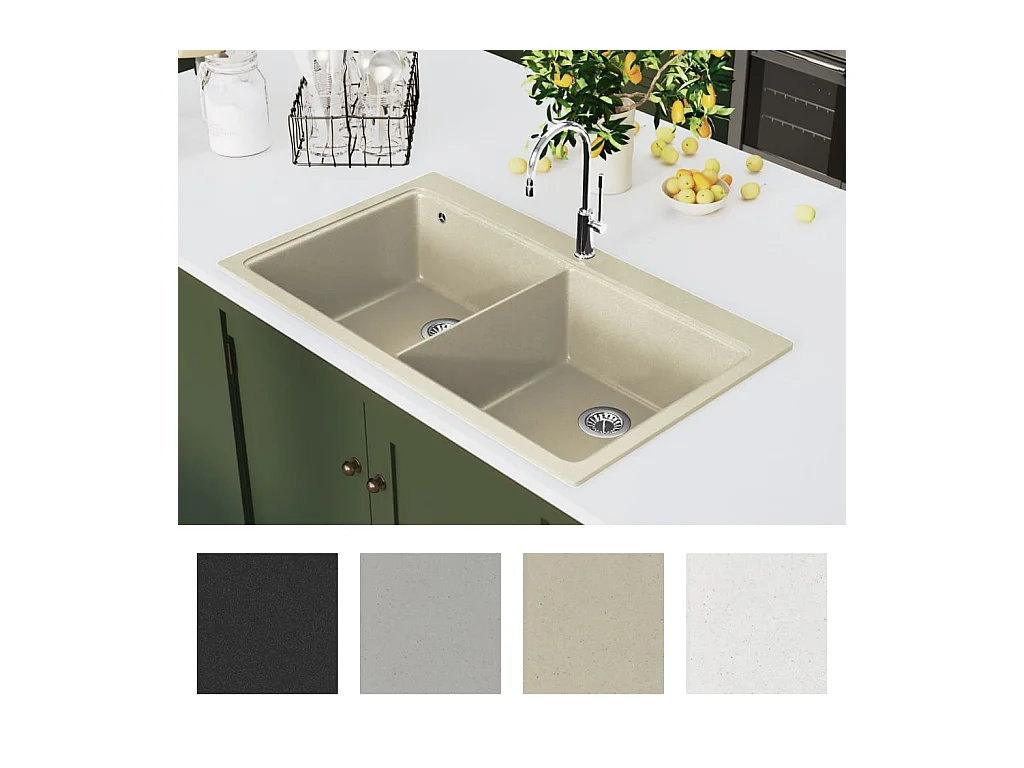 Granieten keukenspoelbak dubbele spoelbak beige