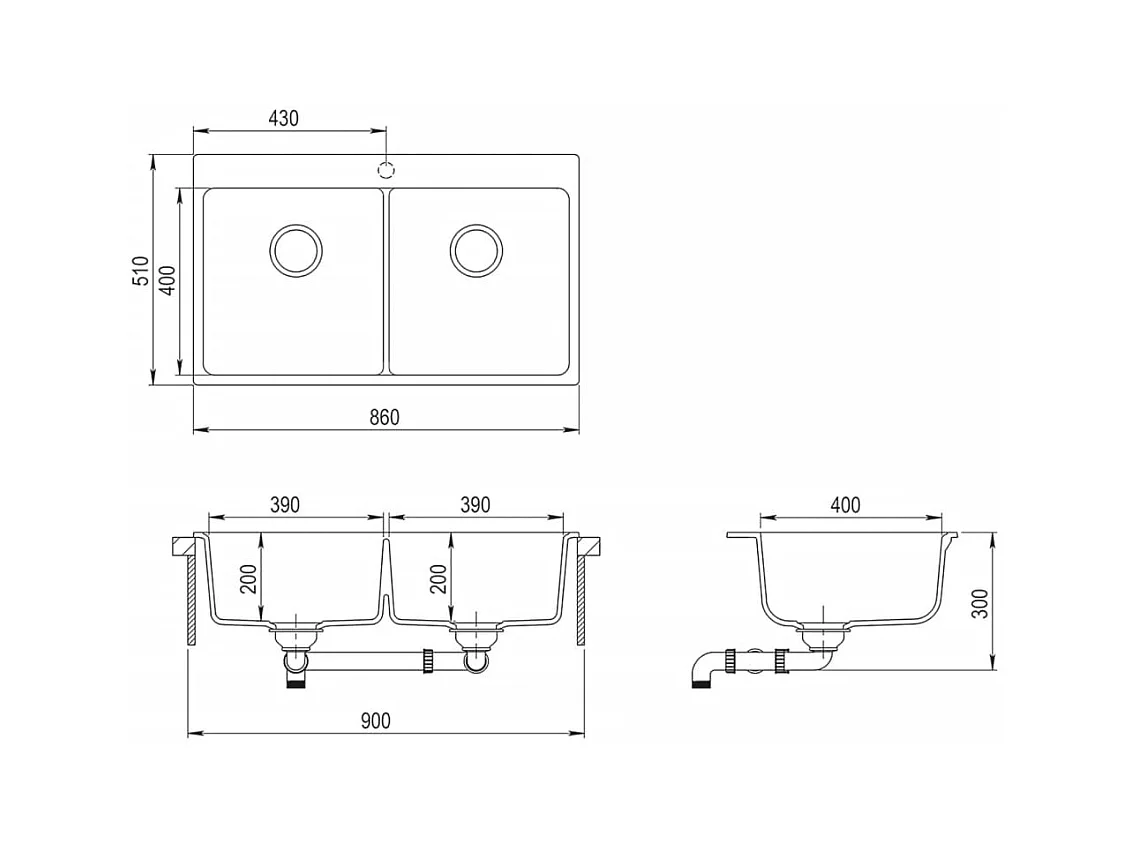 Granieten keukenspoelbak dubbele spoelbak beige