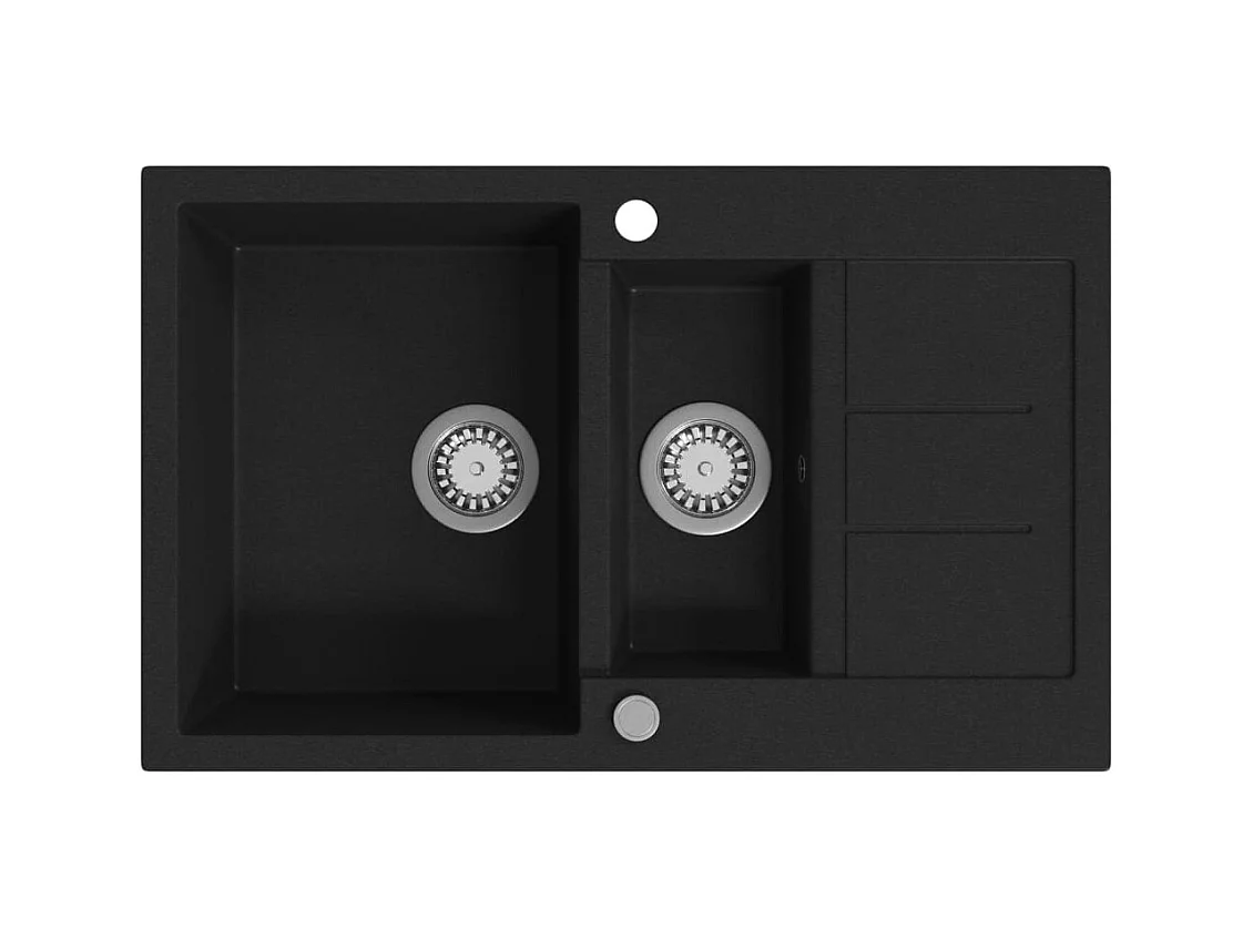 Schwarzes Doppelspülbecken aus Granit
