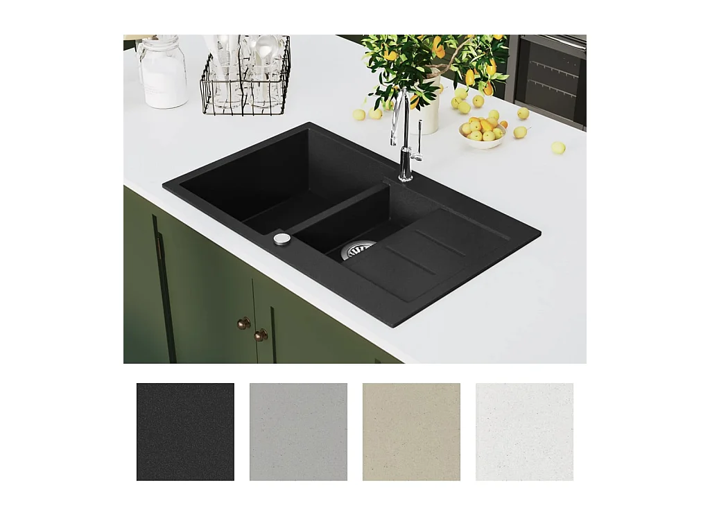 Schwarzes Doppelspülbecken aus Granit