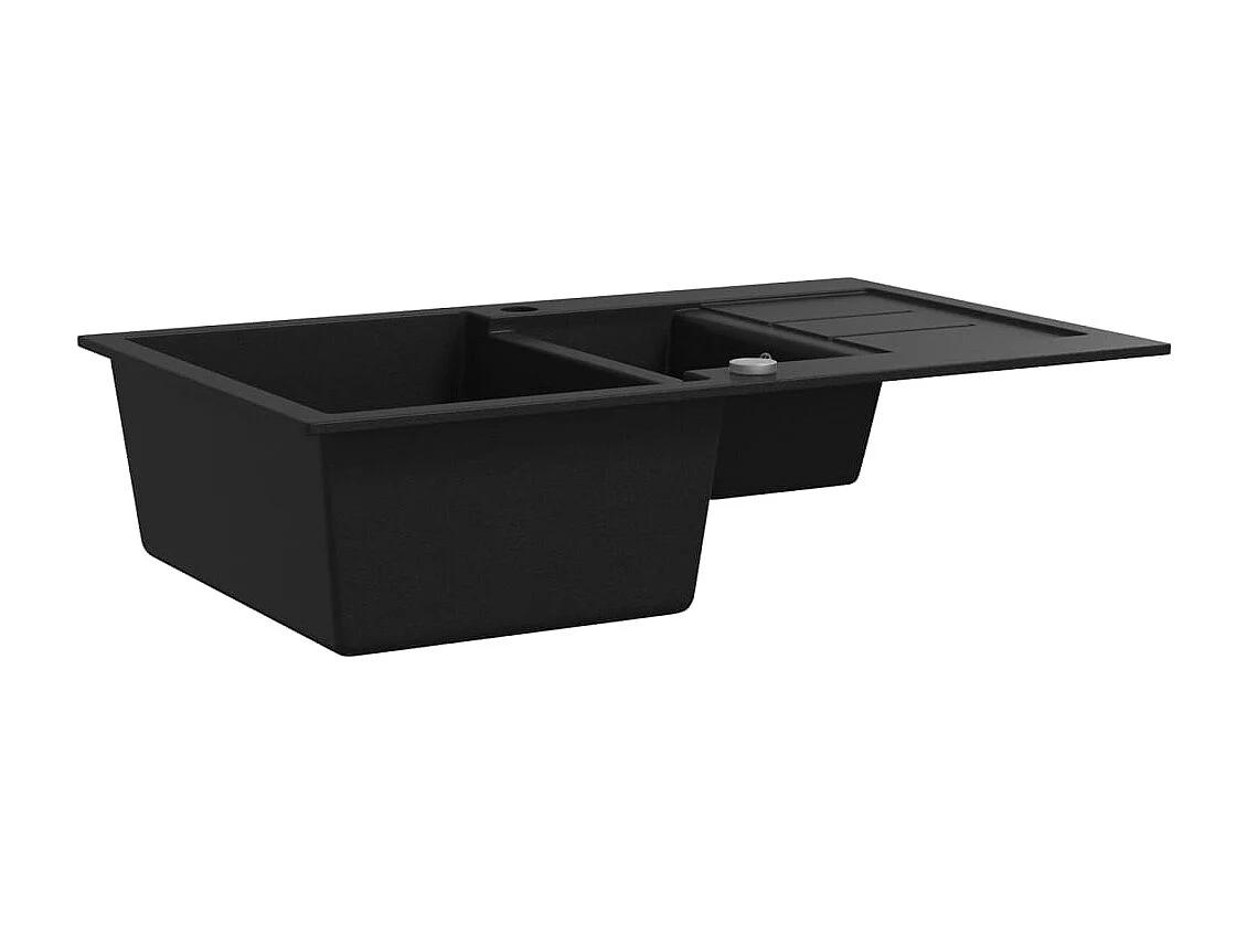 Évier de cuisine en granit Double bac Noir