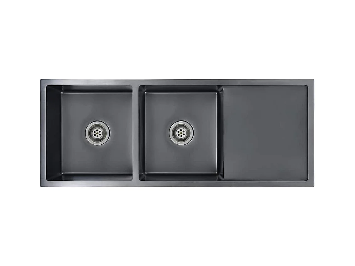 Handgefertigte Küchenspüle aus schwarzem Edelstahl