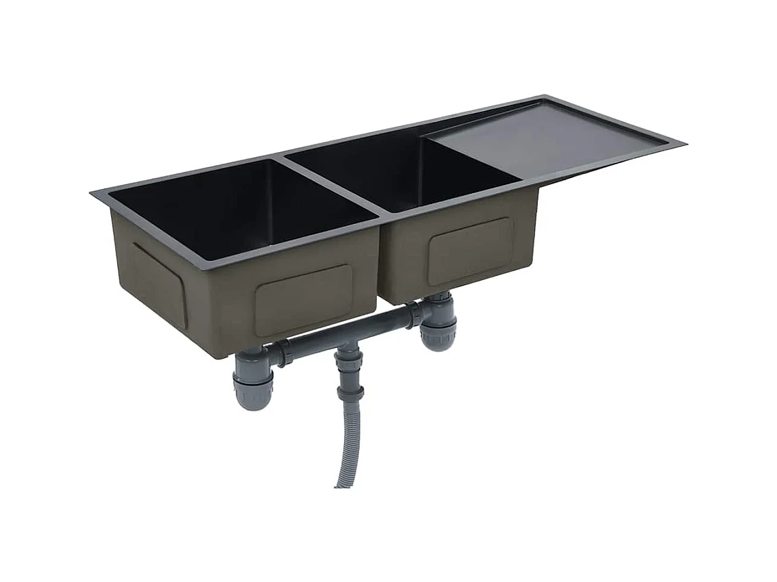 Handgefertigte Küchenspüle aus schwarzem Edelstahl