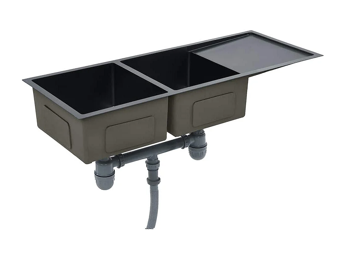 Lavello da cucina fatto a mano in acciaio inossidabile nero