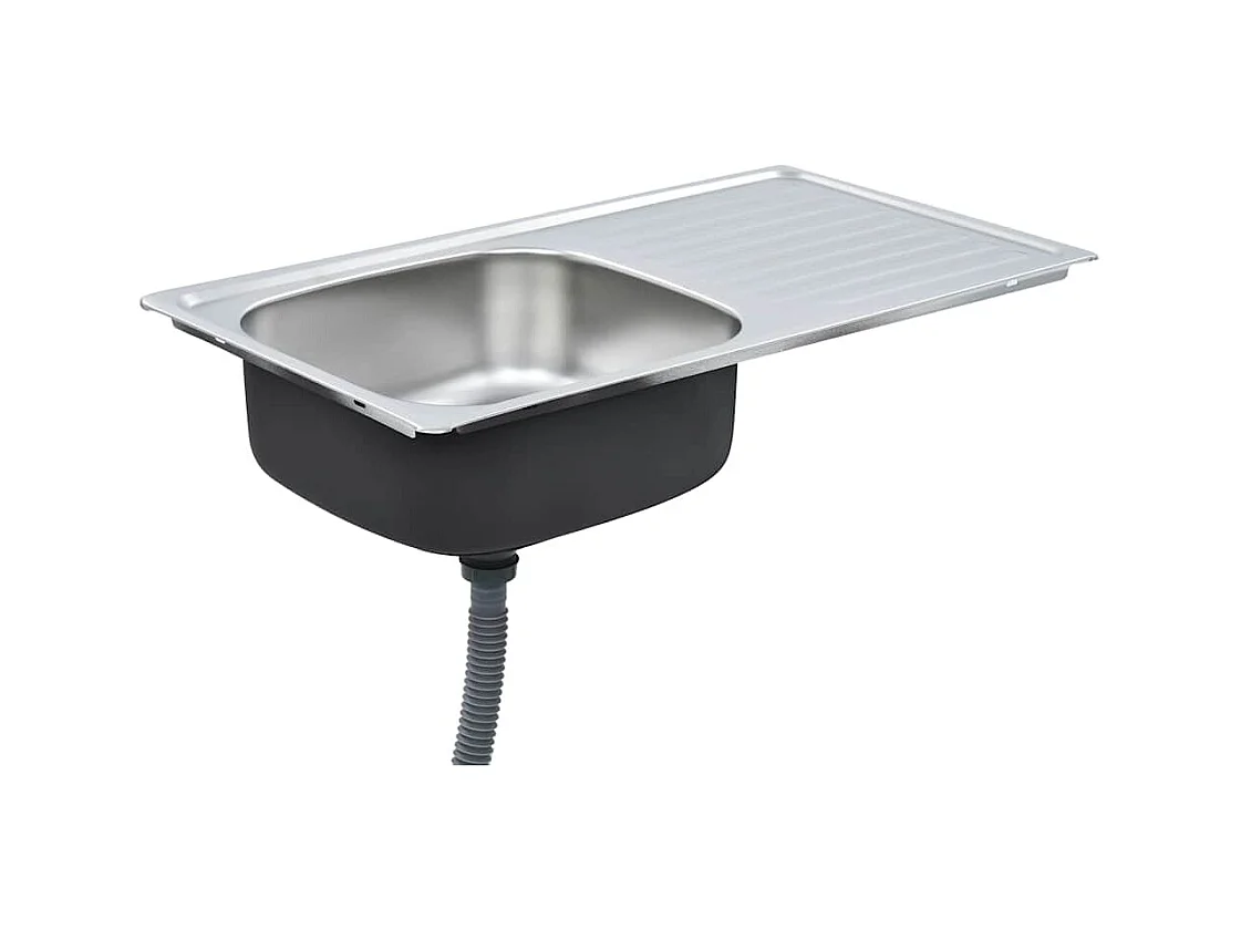 Keukenspoelbak met zeef en sifon RVS