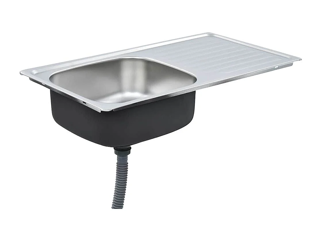 Fregadero de cocina con colador y sifón de acero inoxidable