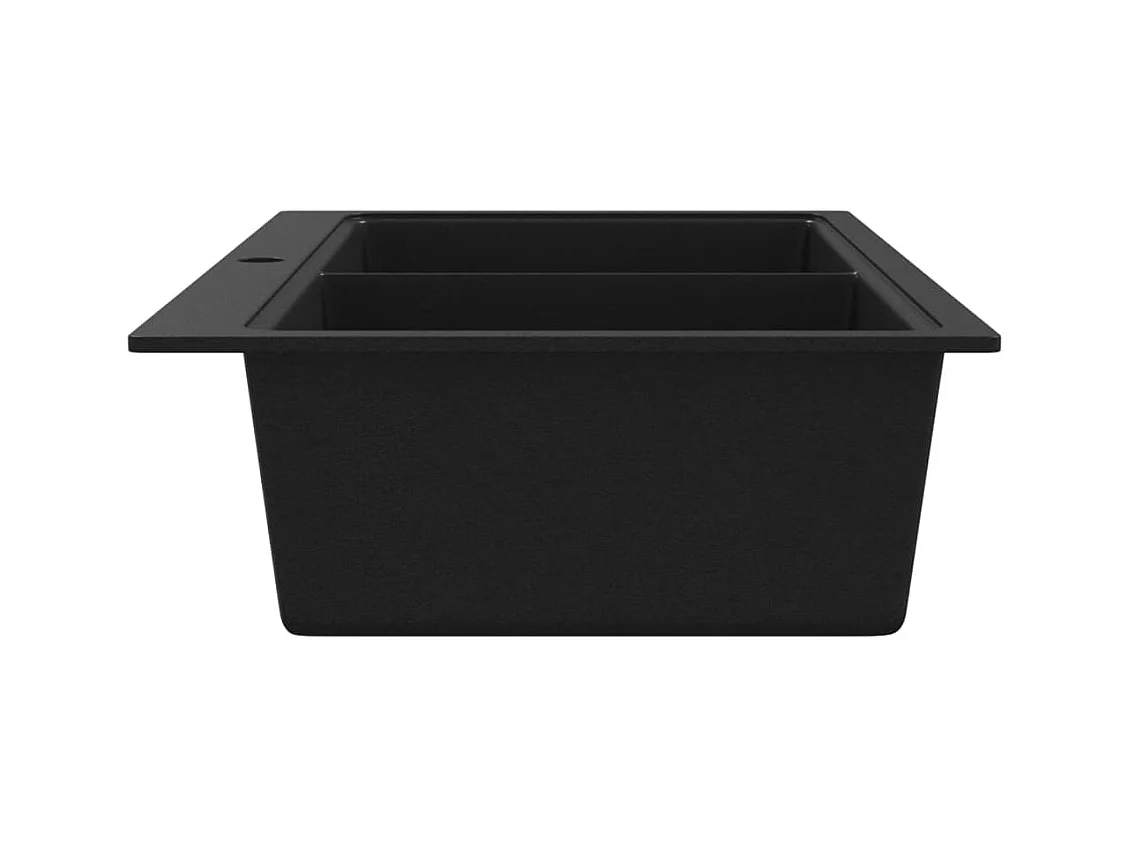 Unterbauspüle aus schwarzem Granit mit Doppelbecken